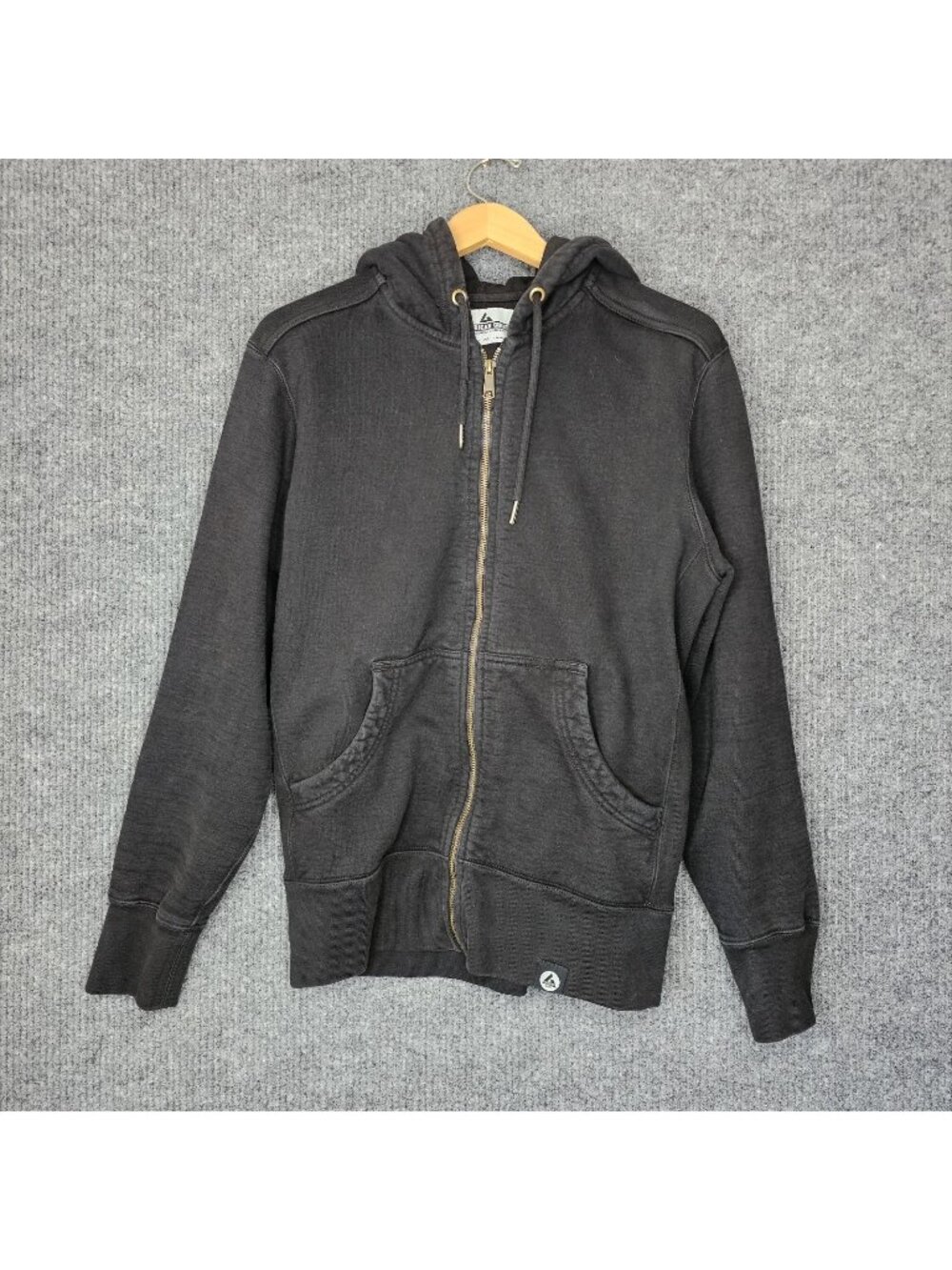 American Giant Black Cotton Fleece Full Zip Hooded Hoodie Men's Medium M